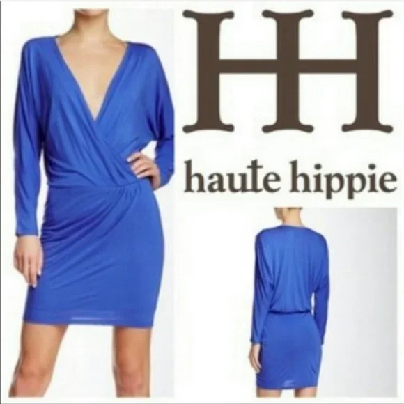 NWT Haute Hippie Blue Draped Dress NWT Haute Hippie Blue Draped Dress